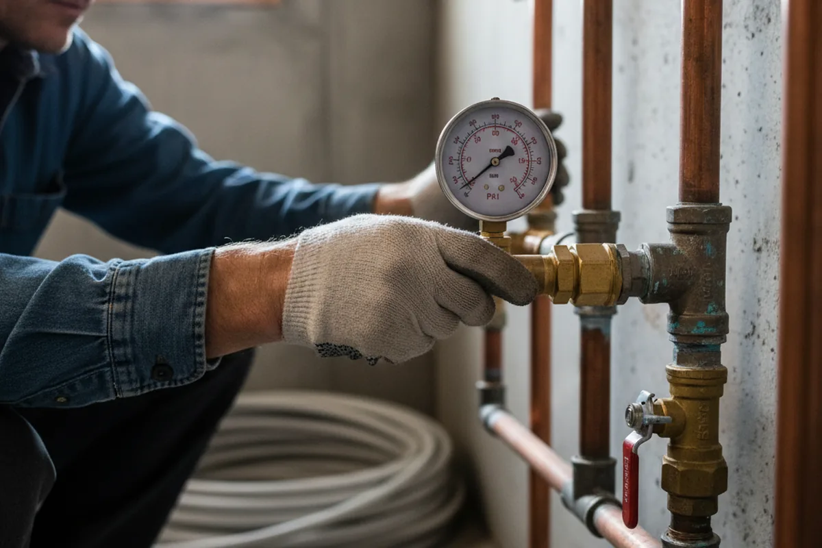 Pressure testing a repaired line during Water Line Repair in Gandeeville